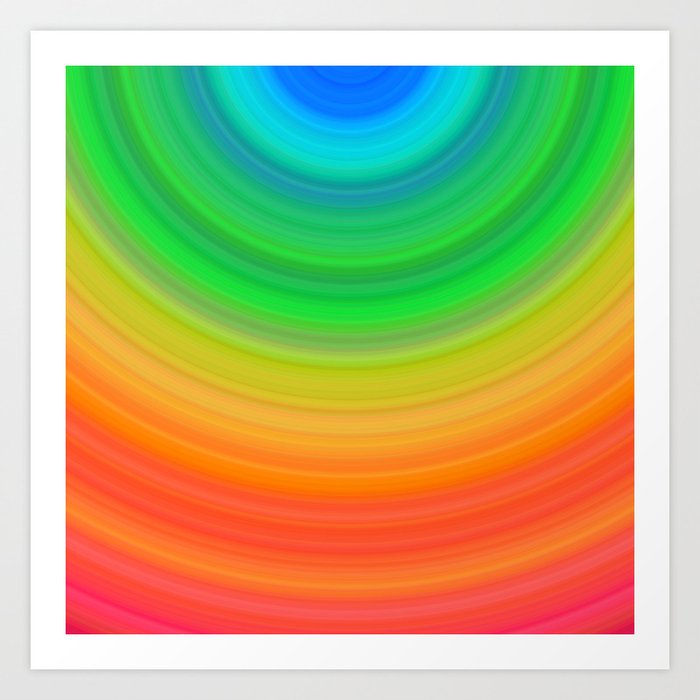 Rainbow Smile Colored Circles Summer Pattern Art Print