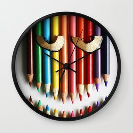 Happy Coloring Pencils Wall Clock