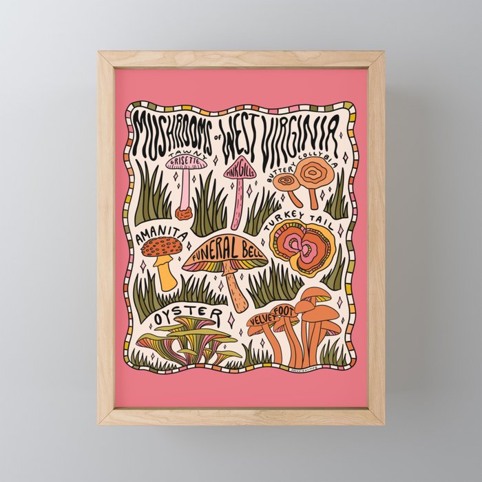 Mushrooms of West Virginia Framed Mini Art Print