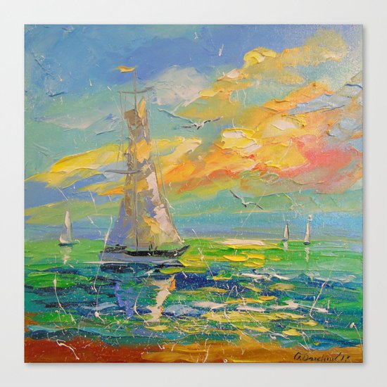 Boat at sunrise Canvas Print