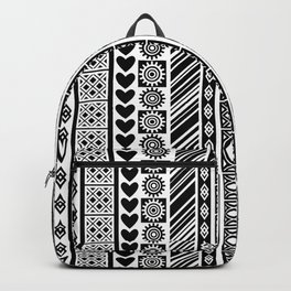 Black and White Adinkra Symbol African Print Pattern Backpack | Kenteprint, Blackandwhiteparty, Ankara, Africanart, Ankaraart, Graphicdesign, Adinkrasymbols, Tribalart, Blackandwhitedesign, Patternart 