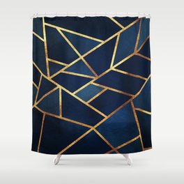 Navy Gold Stone Geometric Shower Curtain