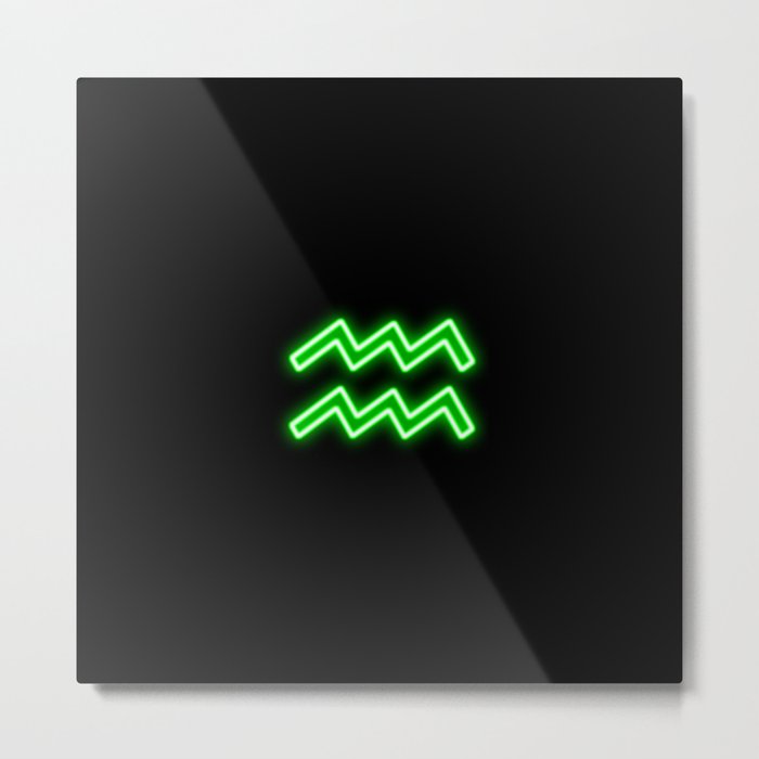 Bright Neon Green - Aquarius the Water Bearer Star Sign Metal Print