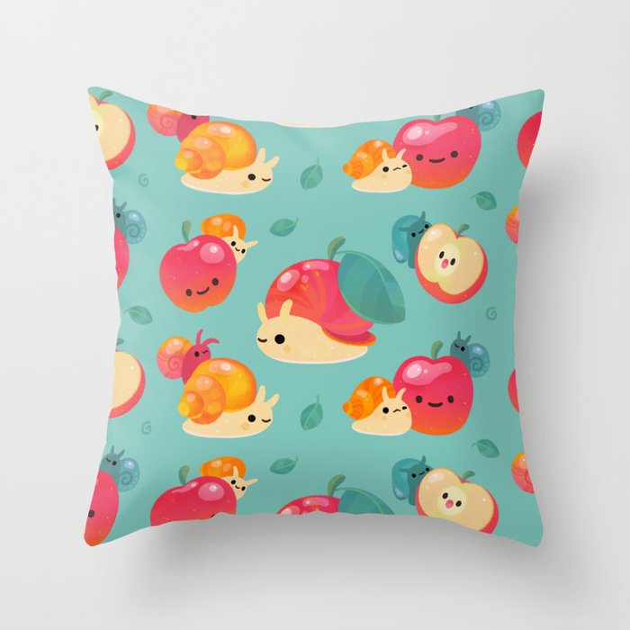 Apple snail Throw Pillow