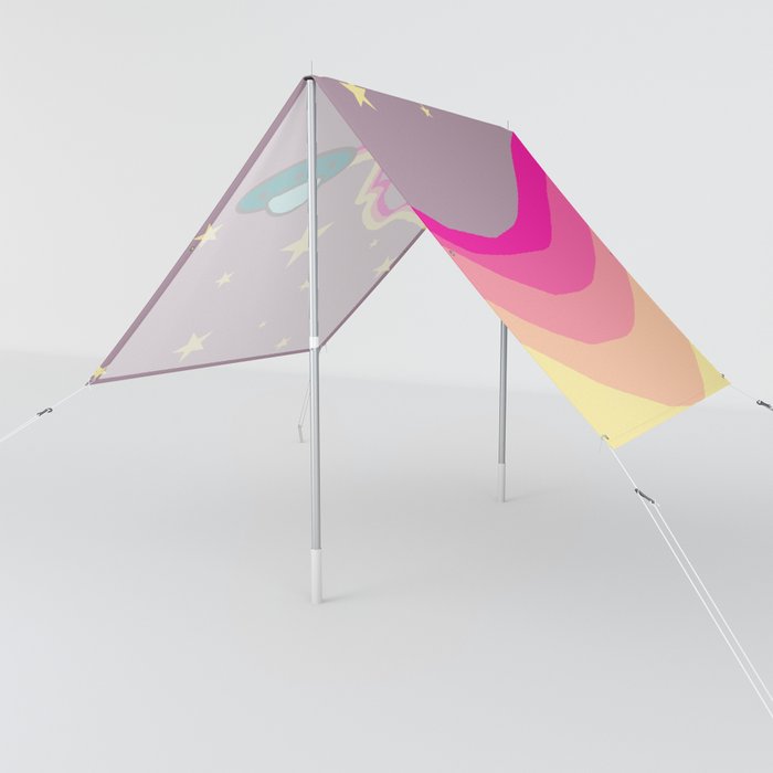A rainbow UFO in the starry night! colorful and minimal nightscape Sun Shade
