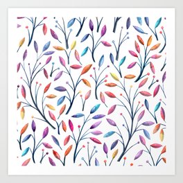 Candy Color Leaves Art Print