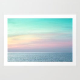 Pastel retro Malibu VII calm ocean & sky Art Print