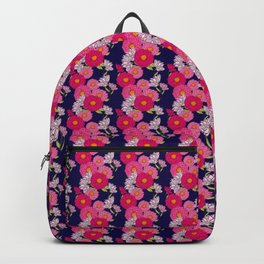 Mid-Century Modern Mums Retro Floral Wallpaper Super Mini Indigo Backpack