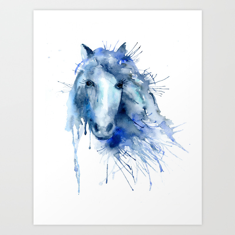 Watercolor Horse Portrait Paint Splatter Art Print By Chengjing Society6