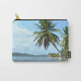 The Caribbean beach 01 Carry-All Pouch | Sand, Beach, Caribbean, Digital, Landscape, Palmtree, Bluesky, Panama, Relaxing, Waves 