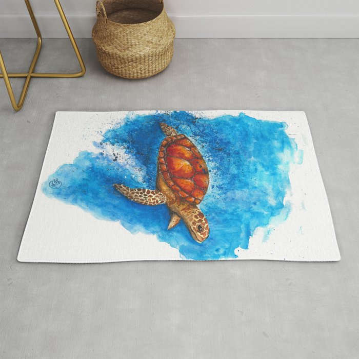 Striking Sea Turtle Rug