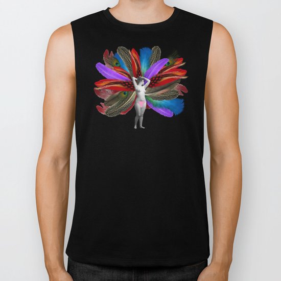 Peacock carnival woman Biker Tank