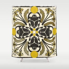 Scarab, Ancient Egyptian art tile - yellow and gold Shower Curtain
