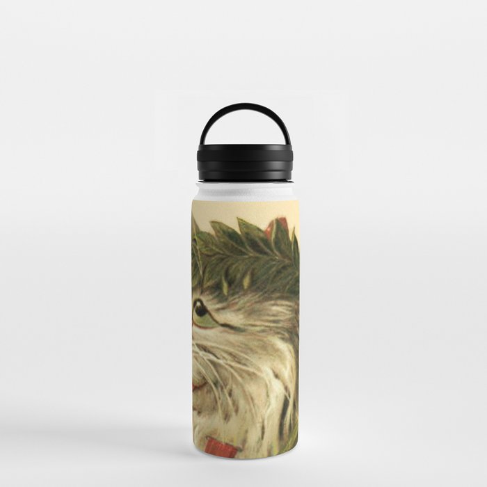 Cat with Laurel Wreath by Maurice Boulanger Water Bottle