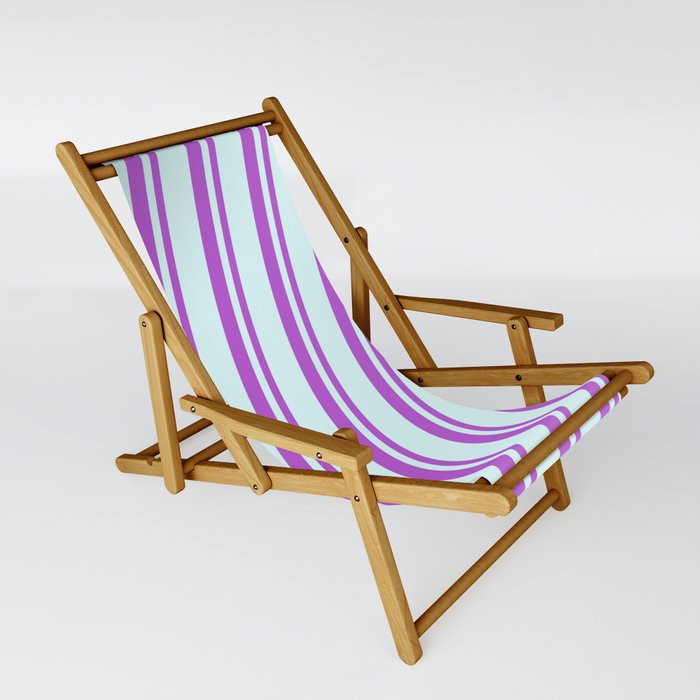 Light Cyan and Orchid Colored Lined/Striped Pattern Sling Chair