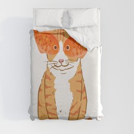 Cat and Koi Fish Art  Duvet Cover