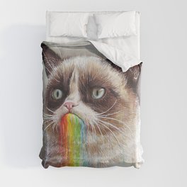 Cat Tastes the Grumpy Rainbow Comforter