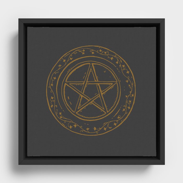 Hand drawn pentacle Framed Canvas
