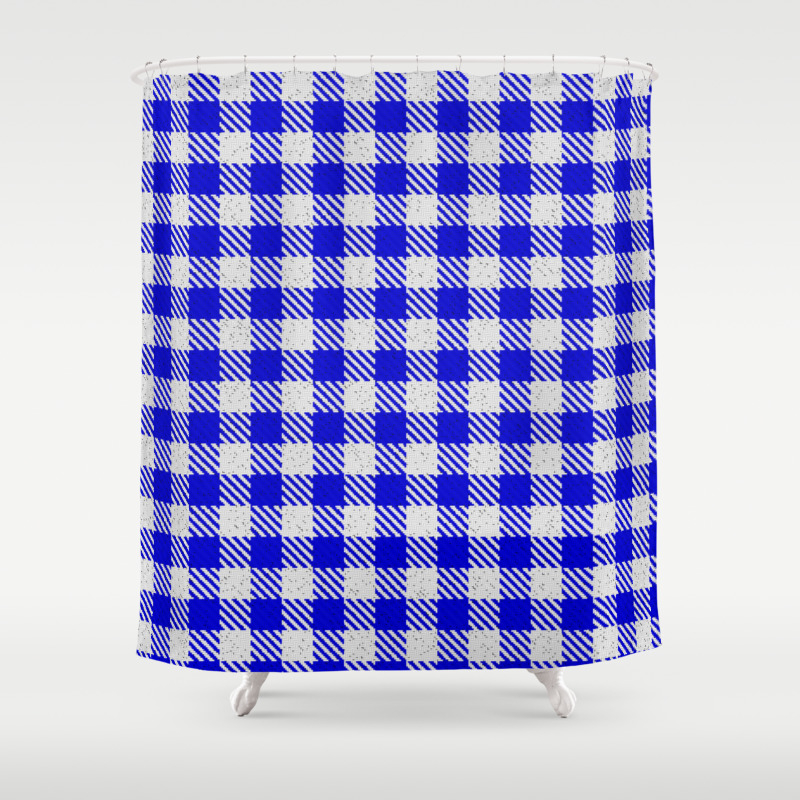 Medium Blue Buffalo Plaid Shower Curtain By Detnecs Society6
