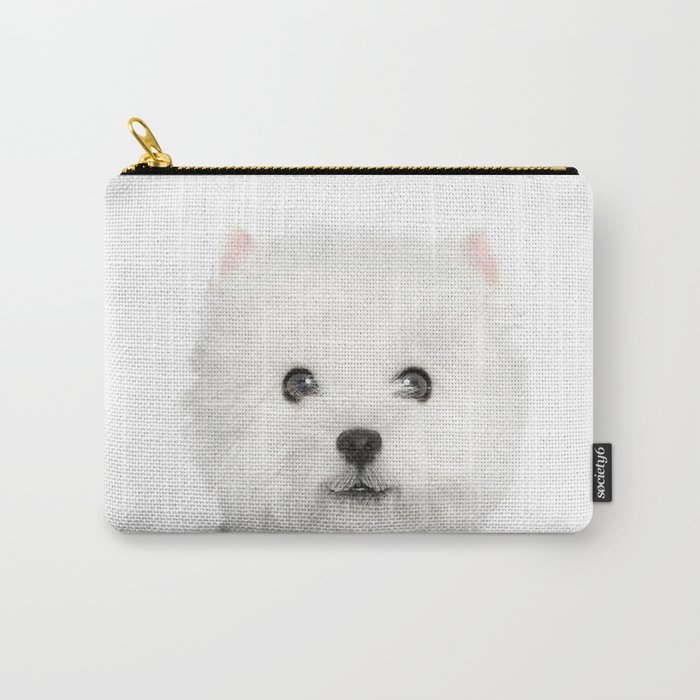 White Puppy Portrait - Carry-All Pouch