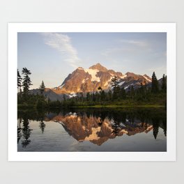 Mount Shuksan and Picture Lake at Sunset Art Print
