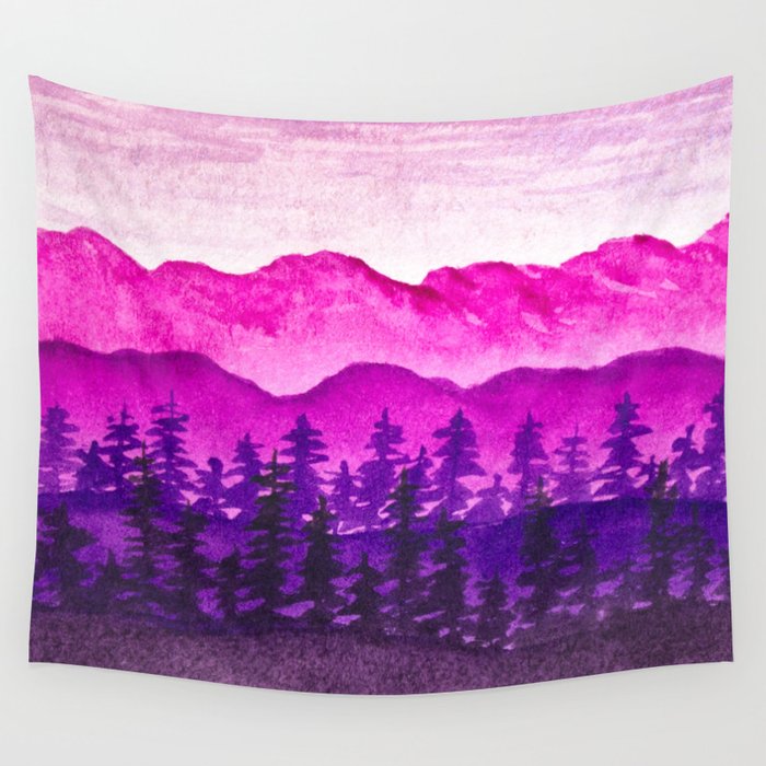 Pink best sale mountain tapestry