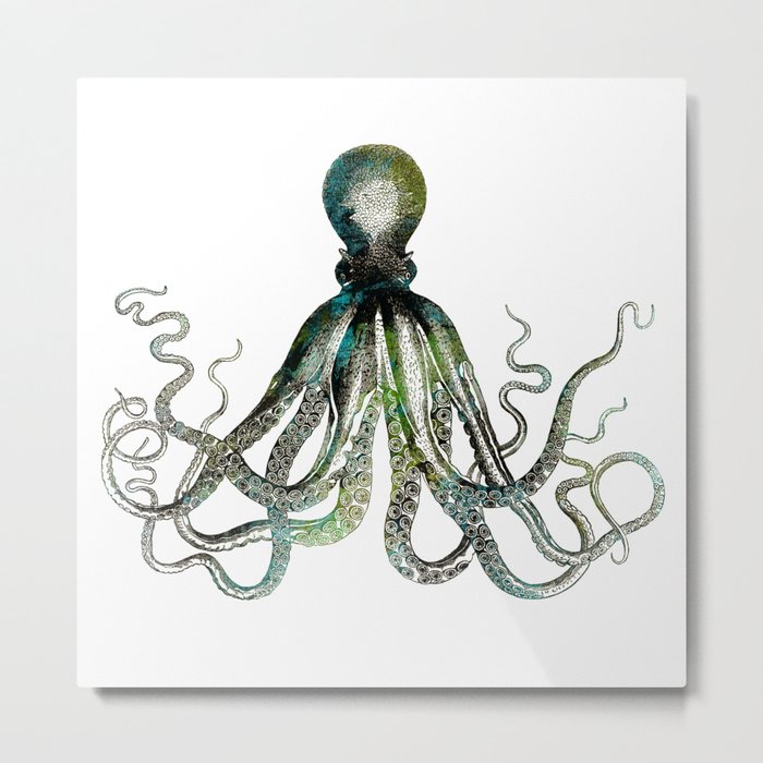 Octopus marine life watercolor art Metal Print