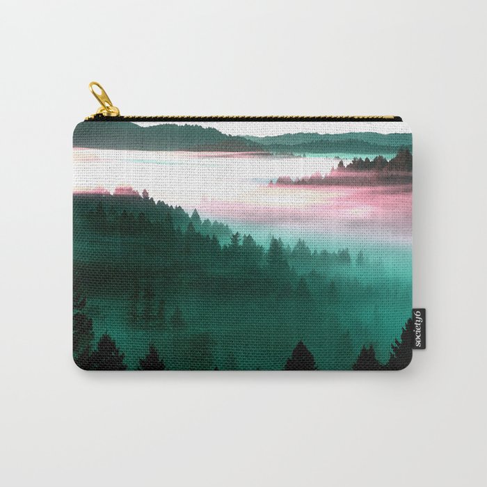 Misty Mountains Morning : Magenta Mauve Teal Carry-All Pouch by ...
