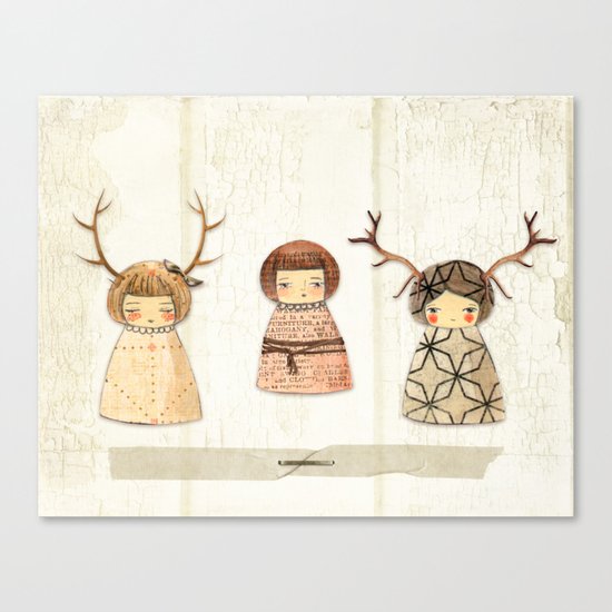 Deer paperdolls Canvas Print