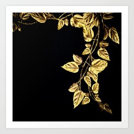 Draping Leaves - Gold Art Print | Leaves, Vine, Digital, Design, Draping, Nature, Pattern, Graphicdesign, Vines, Simplistic 