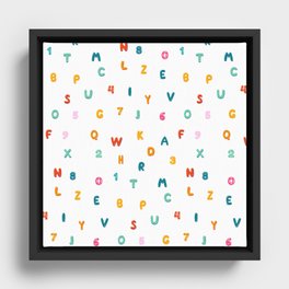 Colorful Numbers and Letters Back To School Pattern Framed Canvas