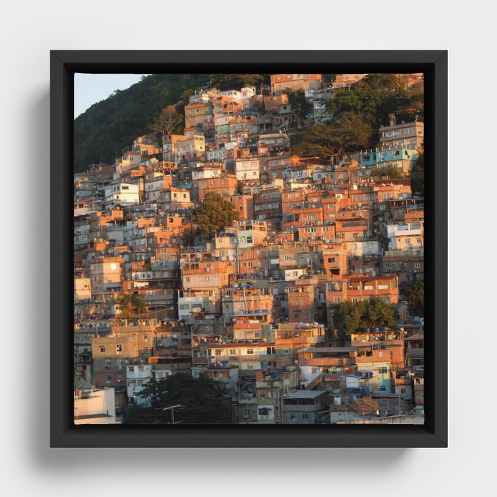 Brazil Photography - Beautiful City On A Hill In The Sunset Framed Canvas
