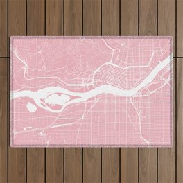Portland, Oregon, City Map - Pink Outdoor Rug