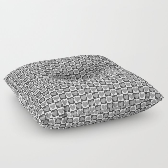 black and white heart pattern  Floor Pillow