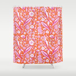Mermaid Toile Pattern - Pink and orange Shower Curtain