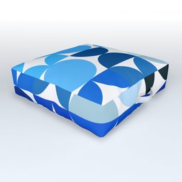 Blue Circular Geometrics Outdoor Floor Cushion