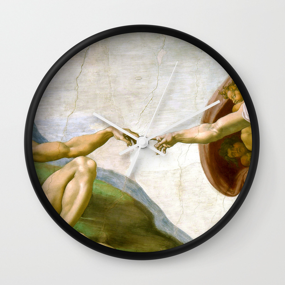 The Creation Of Adam Painting By Michelangelo Sistine Chapel Wall Clock By Podartist Society6