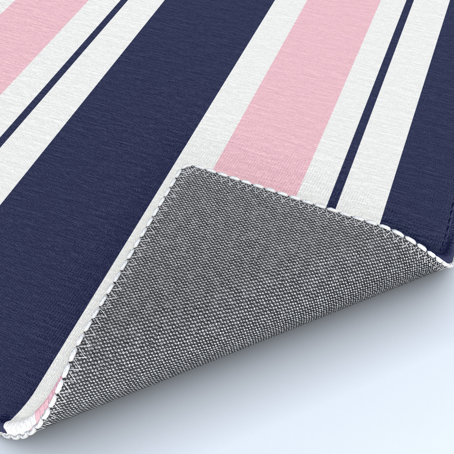 Blue Navy And Pink Stripes Rug By, Navy And White Striped Rug