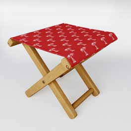 Red And White Palm Trees Pattern Folding Stool