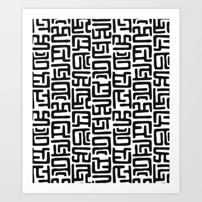 Black And White African Abstract Shapes Art Print By Stellacaraman