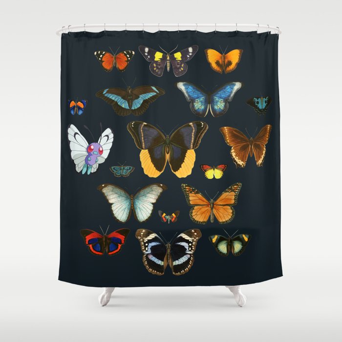  Entomology Vintage Butterfly Shower Curtain
