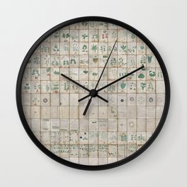 The Complete Voynich Manuscript - Natural Wall Clock | Herbal, Mystery, Coded, Folio, Cryptic, 15Th, Century, Plants, Strange, Graphicdesign 