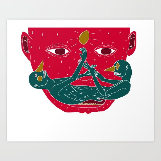 Burning mustache Art Print