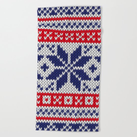 Winter knitted pattern 7 Beach Towel
