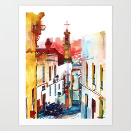 Arcos de la Frontera Art Print | Watercolor, Spain, Arcosdelafrontera, Painting, Sketch, Art, Artwork, City 