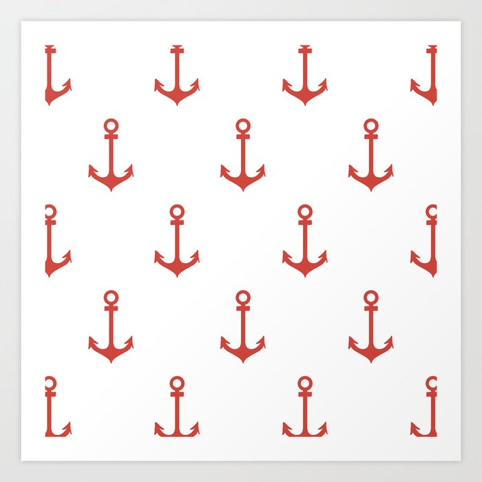 Anchors Away Red  Art Print