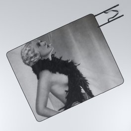 Roaring Twenties: Sex, noise, doom; Blond Jazz Age Flapper with cigarette black and white photography - photographs Picnic Blanket