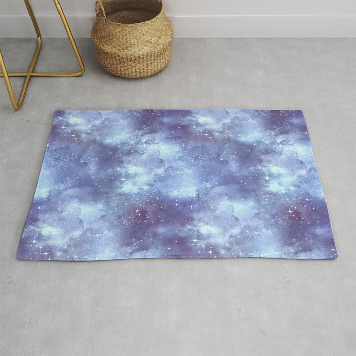 Navy Blue Galaxy Painting Rug