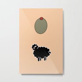 Olive Ewe: Black Sheep Edition Metal Print | Black, Painting, Rebus, Sheep, Rebel, Acrylic, Peach, Pop Art, Food, Digital 