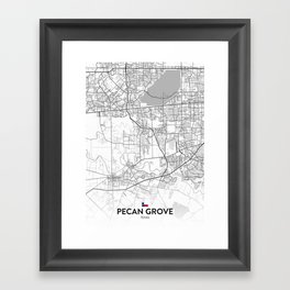 Pecan Grove, Texas, United States - Light City Map Framed Art Print
